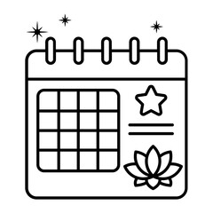 fashion week dates Concept,  season schedule vector line icon design, Glamour and beauty symbol, Haute couture Sign, Fashion Show and Exhibition stock illustration