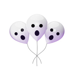 Three balloon with ghost face 3d illustration for halloween