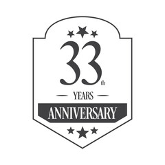 Luxury 33th years anniversary vector icon, logo. Graphic design element