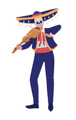 Mexican musician with violin semi flat color vector character. Editable figure. Full body person on white. Traditional costume simple cartoon style illustration for web graphic design and animation