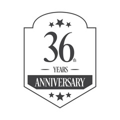 Luxury 36th years anniversary vector icon, logo. Graphic design element