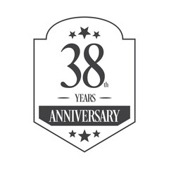 Luxury 38th years anniversary vector icon, logo. Graphic design element