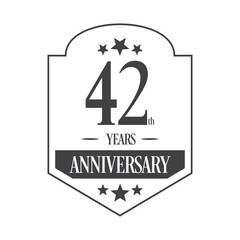 Luxury 42nd years anniversary vector icon, logo. Graphic design element