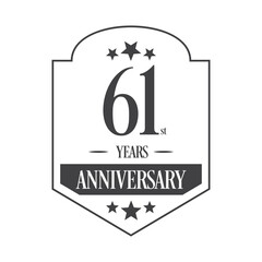 Luxury 61st years anniversary vector icon, logo. Graphic design element