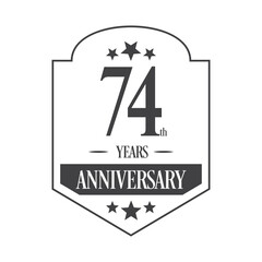 Luxury 74th years anniversary vector icon, logo. Graphic design element