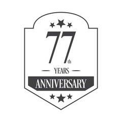 Luxury 77th years anniversary vector icon, logo. Graphic design element