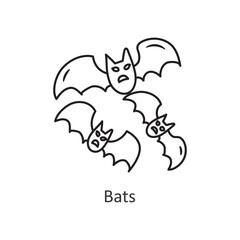 Bats vector outline Icon Design illustration. Halloween Symbol on White background EPS 10 File