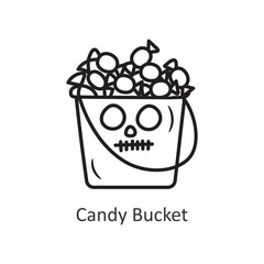 Candy Bucket vector outline Icon Design illustration. Halloween Symbol on White background EPS 10 File