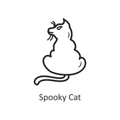 Spooky Cat vector outline Icon Design illustration. Halloween Symbol on White background EPS 10 File