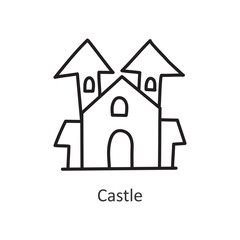 Castle  vector outline Icon Design illustration. Halloween Symbol on White background EPS 10 File