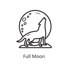 Full Moon vector outline Icon Design illustration. Halloween Symbol on White background EPS 10 File