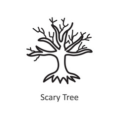 Scary Tree vector outline Icon Design illustration. Halloween Symbol on White background EPS 10 File