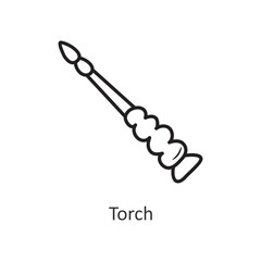 Torch vector outline Icon Design illustration. Halloween Symbol on White background EPS 10 File