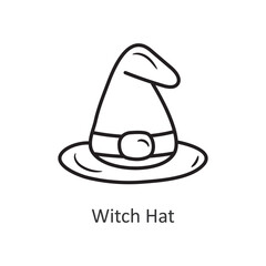 Witch Hat vector outline Icon Design illustration. Halloween Symbol on White background EPS 10 File