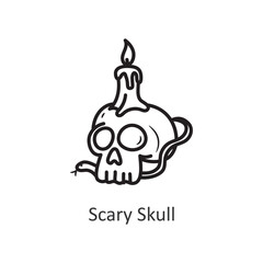 Scary skull vector outline Icon Design illustration. Halloween Symbol on White background EPS 10 File