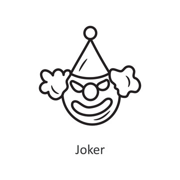 Joker vector outline Icon Design illustration. Halloween Symbol on White background EPS 10 File
