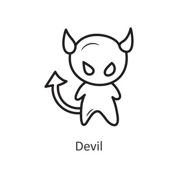 Devil vector outline Icon Design illustration. Halloween Symbol on White background EPS 10 File