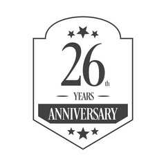 Luxury 26th years anniversary vector icon, logo. Graphic design element