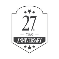 Luxury 27th years anniversary vector icon, logo. Graphic design element