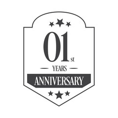 Luxury 01st years anniversary vector icon, logo. Graphic design element