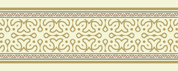 Vintage ornament style ethnic seamless borders set