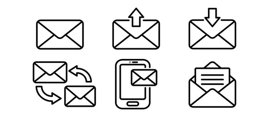 Mail set. Vector set of icons on white background.
