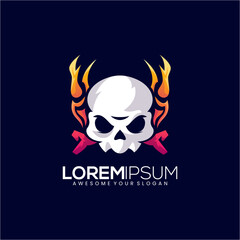 skull fire modern logo gradient colorful