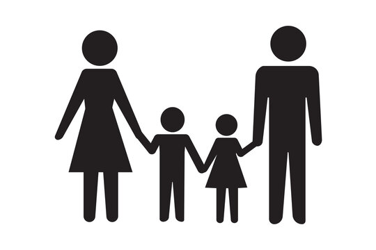 Family icon (husband, wife, daughter and son). Vector image.