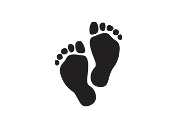 Fototapeta na wymiar Traces of people feet made in black chalk. Footprints icon.