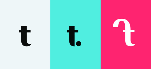 Set of letter T minimal logo icon design template elements