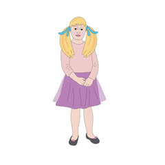 standing girl drawn on a transparent background png