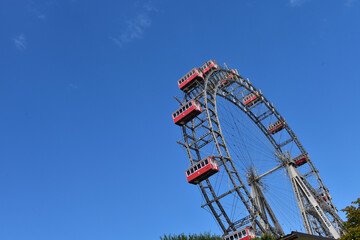 Ferris wheel in the large amusement park "Prater" in Vienna, Austria.