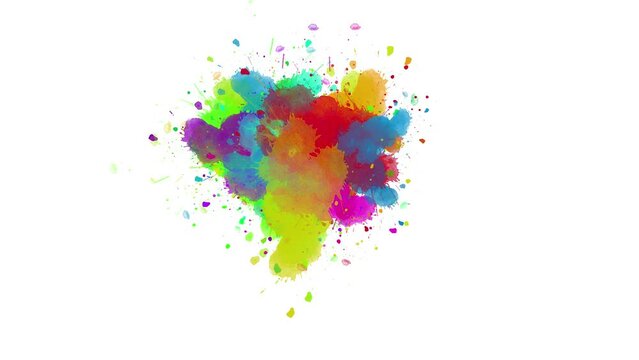 ink drop transition effect. ink splatter compositing. Abstract ink splash, blot, splat, brush stroke, fluid art, overlay, alpha matte composition, spread on a white paper background.