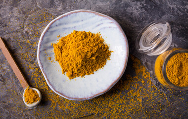 Heap of curry powder indian kitchen