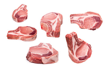 Raw pork isolated on white background.