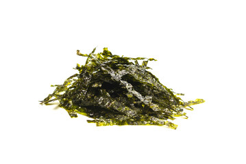 Tasty nori seaweed isolated on white background.