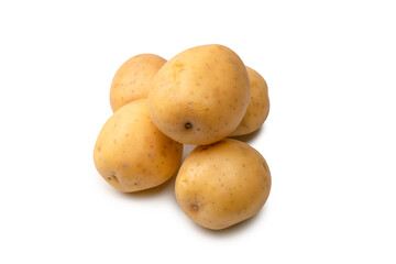 A group of fresh tasty potato isolated on white background.