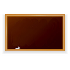 Realistic school blackboard isolated on white background. Cartoon school chalkboard in brown color. Vector illustration.