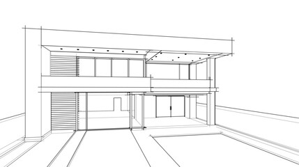 house building sketch architectural 3d illustration