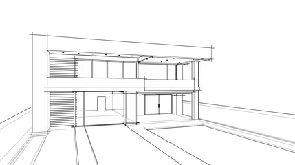 house building sketch architectural 3d illustration