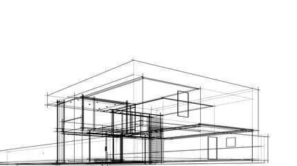 house building sketch architectural 3d illustration