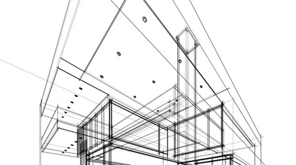house building sketch architectural 3d illustration