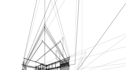 Obraz premium house building sketch architectural 3d illustration