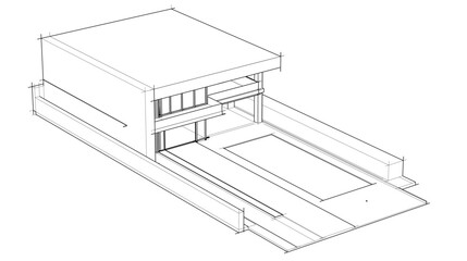 house building sketch architectural 3d illustration