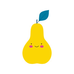 Cute, funny cartoon pear character.