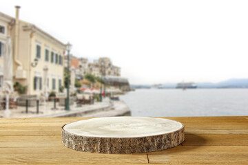 Desk of free space and port landscape. 