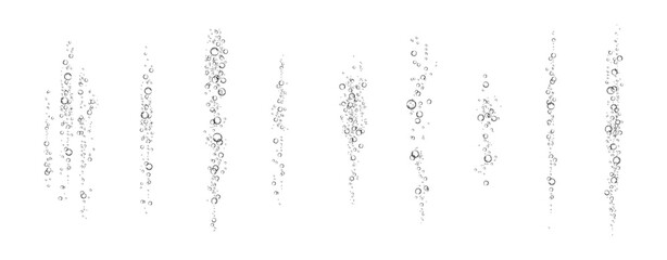 Oxygen air bubbles  flow  in water on white  background. - obrazy, fototapety, plakaty