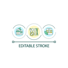 Avoid single use plastic loop concept icon. Reuse multiple times abstract idea thin line illustration. Prevent environment pollution. Isolated outline drawing. Editable stroke. Arial font used