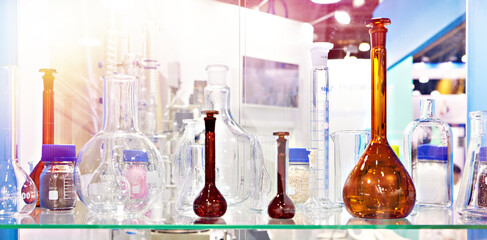 Laboratory glass bottles and flasks