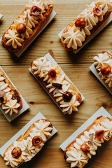 Delicious sweets on table handmade in bakery